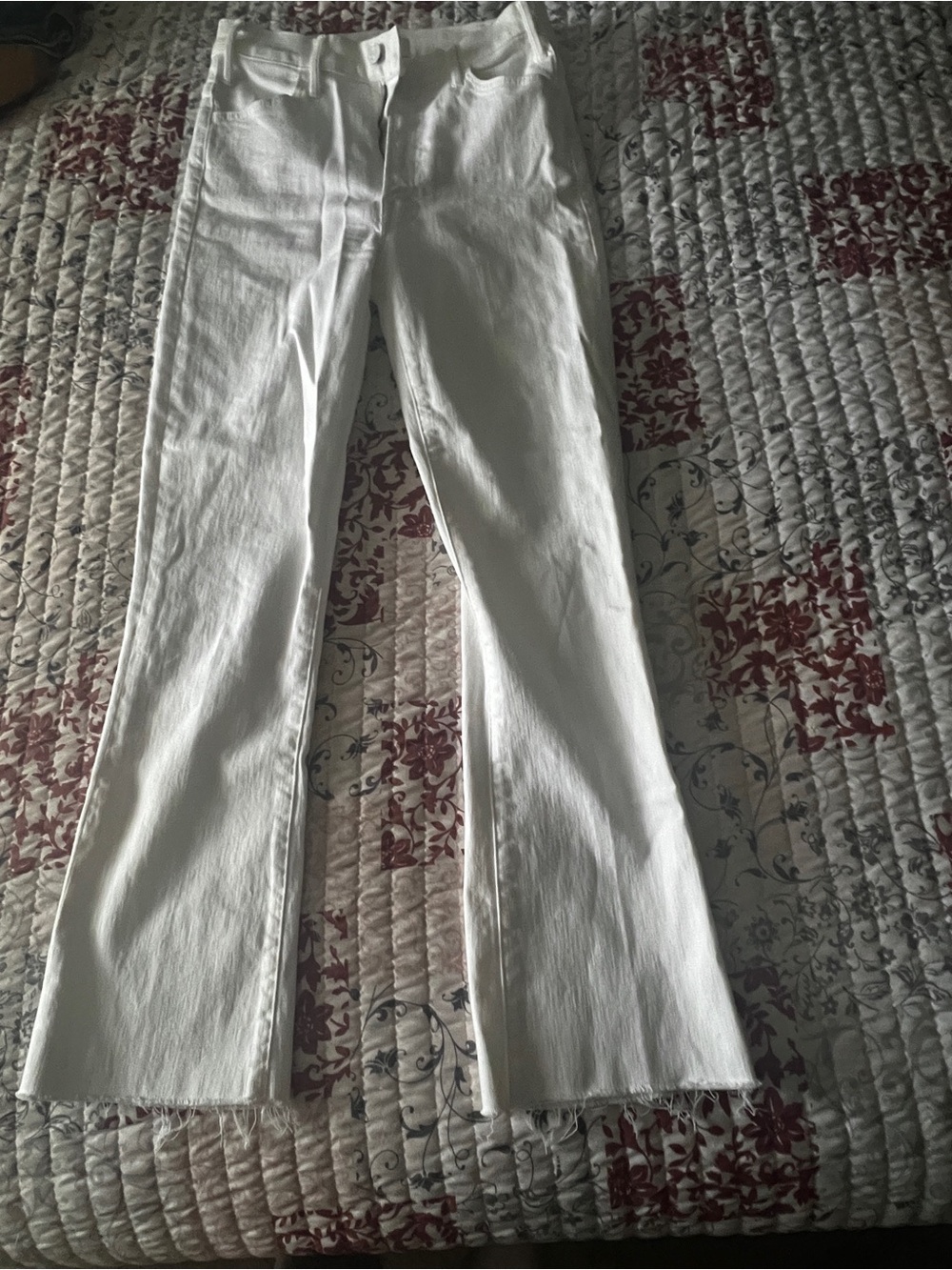 MOTHER White Ankle Fray Jeans, Size 27